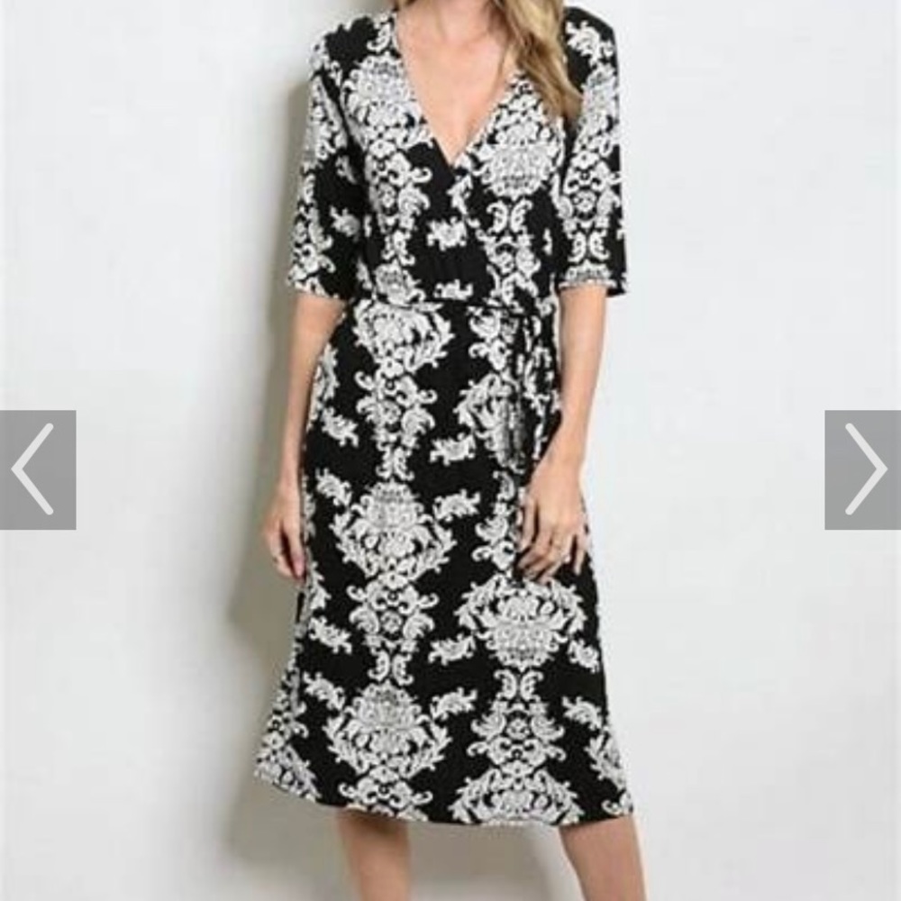 Misia Black Ivory Faux Wrap Dress Size Large